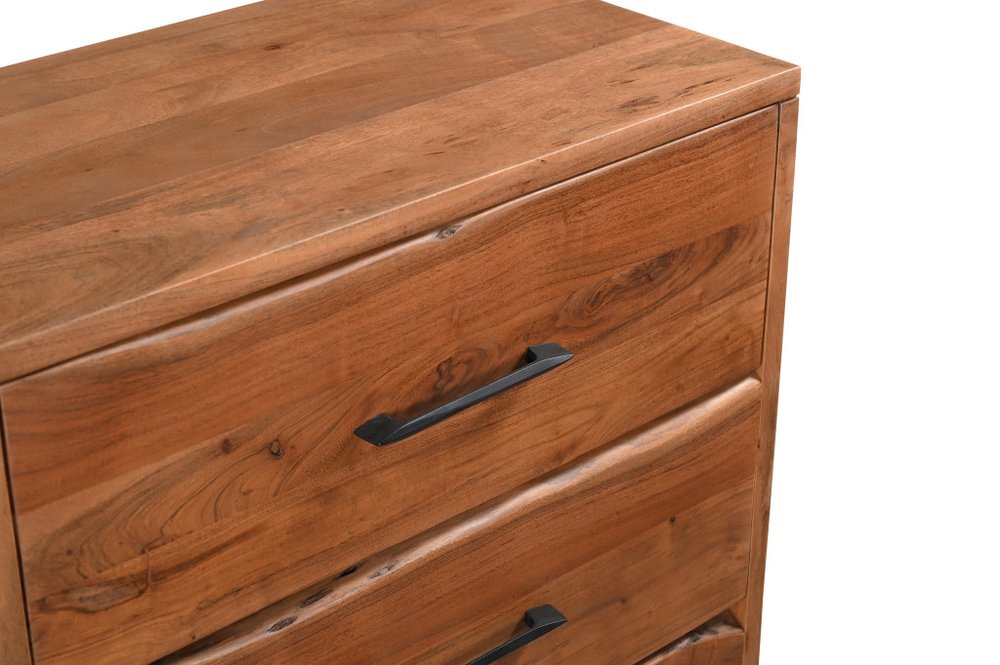 Natural Live Edge Solid Wood Six Drawer Double Dresser - 60-inch