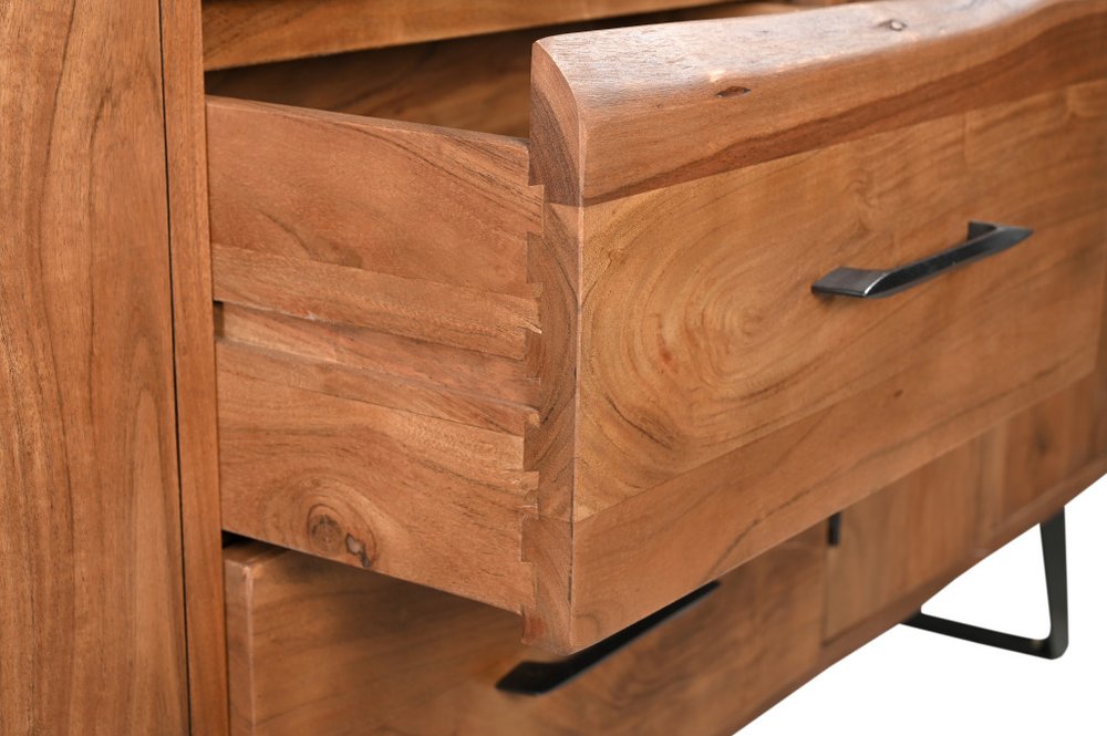 Natural Live Edge Solid Wood Six Drawer Double Dresser - 60-inch