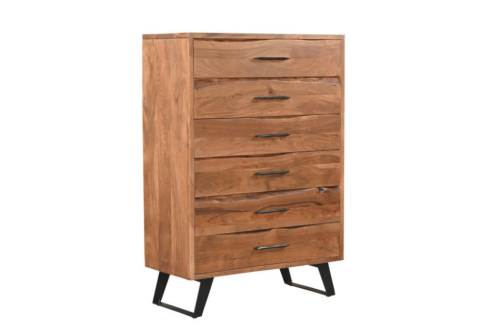 Natural Live Edge Solid Wood Six Drawer Dresser - 36-inch