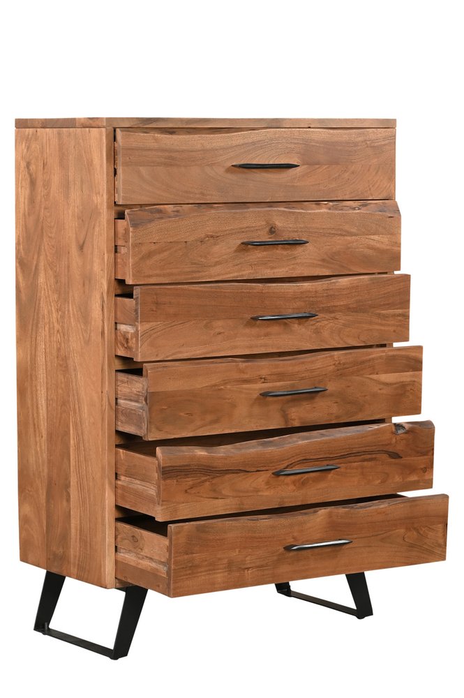 Natural Live Edge Solid Wood Six Drawer Dresser - 36-inch