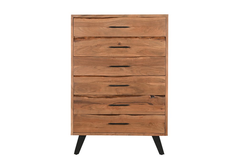 Natural Live Edge Solid Wood Six Drawer Dresser - 36-inch