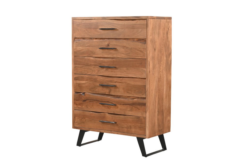 Natural Live Edge Solid Wood Six Drawer Dresser - 36-inch
