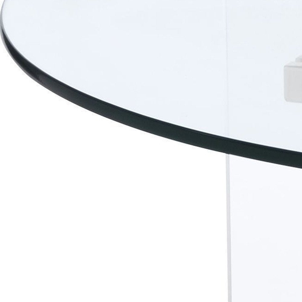 Clear and Gold Glass Acrylic and Brass Round Coffee Table - 41-inch
