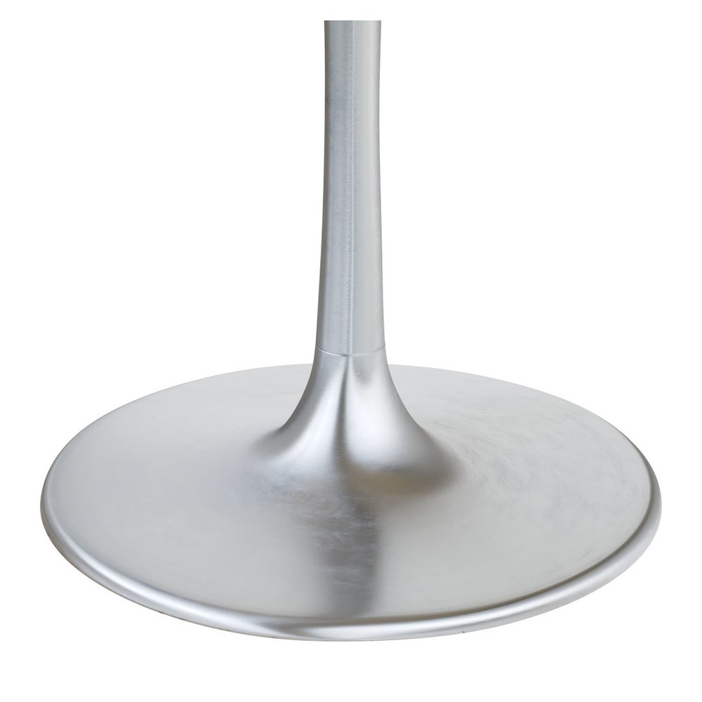 Gray and Silver Marble and Aluminum Pedestal Base Round Top Dining Table
