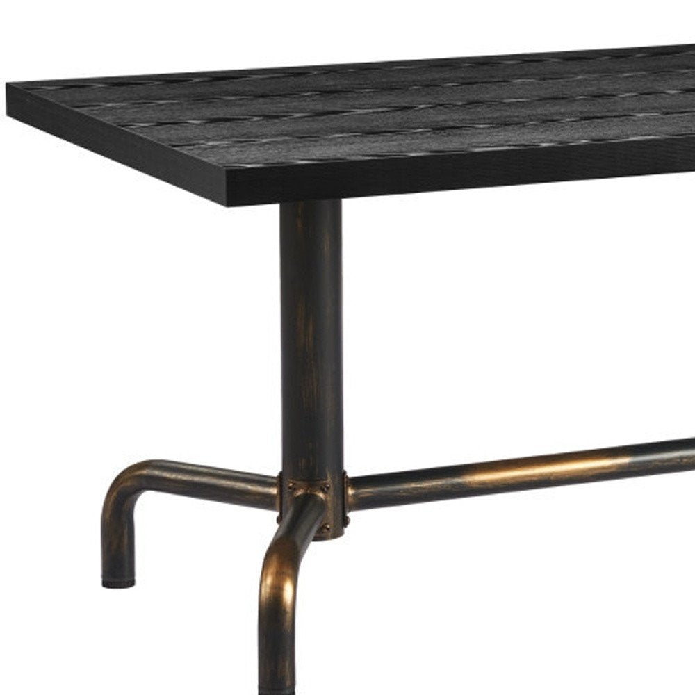 Black and Gold Wood and Steel Trestle Base Dining Table - 71-inch