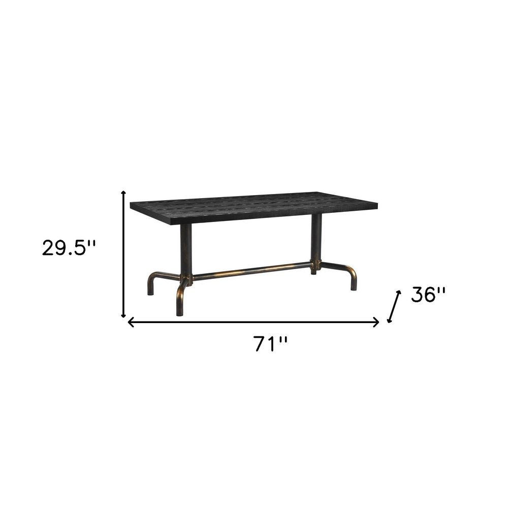 Black and Gold Wood and Steel Trestle Base Dining Table - 71-inch