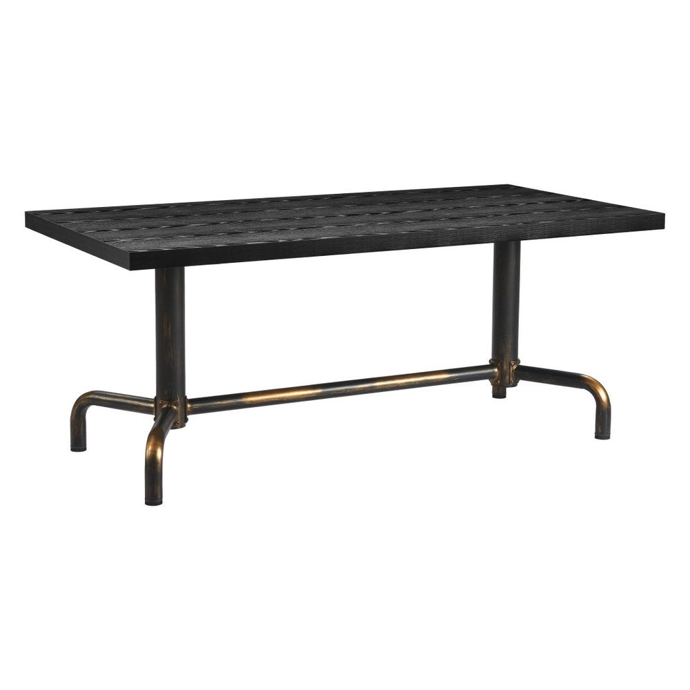 Black and Gold Wood and Steel Trestle Base Dining Table - 71-inch