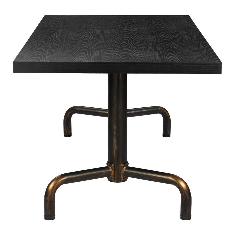 Black and Gold Wood and Steel Trestle Base Dining Table - 71-inch