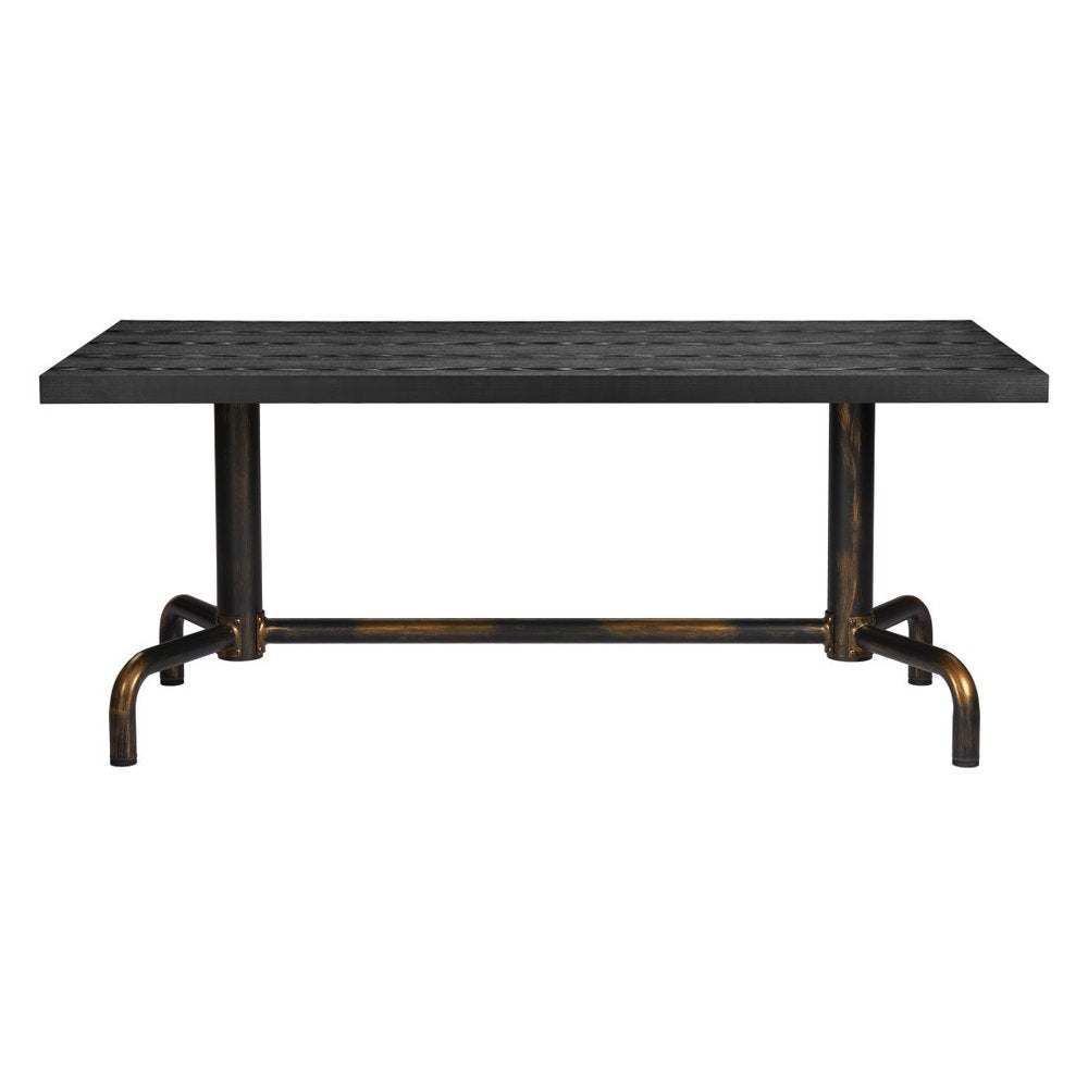 Black and Gold Wood and Steel Trestle Base Dining Table - 71-inch