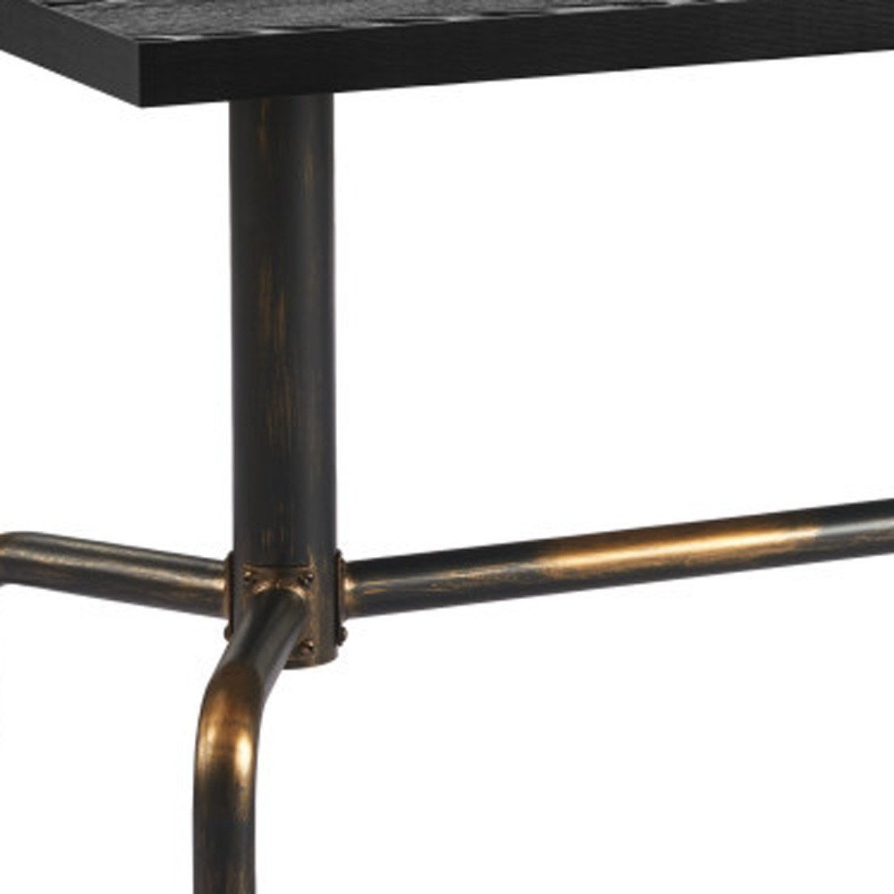 Black and Gold Wood and Steel Trestle Base Dining Table - 71-inch