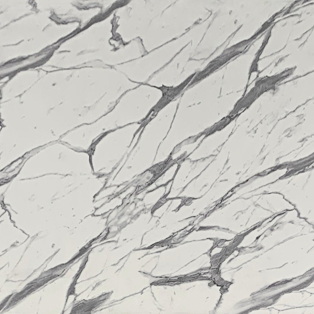 White and Black Faux Marble and Solid Wood Dining Table - 65-inch