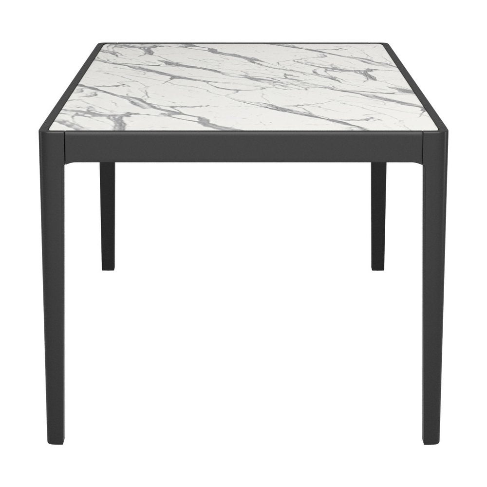 White and Black Faux Marble and Solid Wood Dining Table - 65-inch