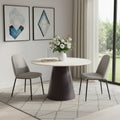 Beige and Black Wood and Steel Faux Terrazzo Round Top Dining Table - 48-inch