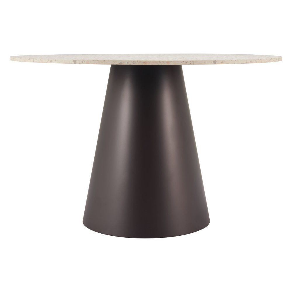 Beige and Black Wood and Steel Faux Terrazzo Round Top Dining Table - 48-inch