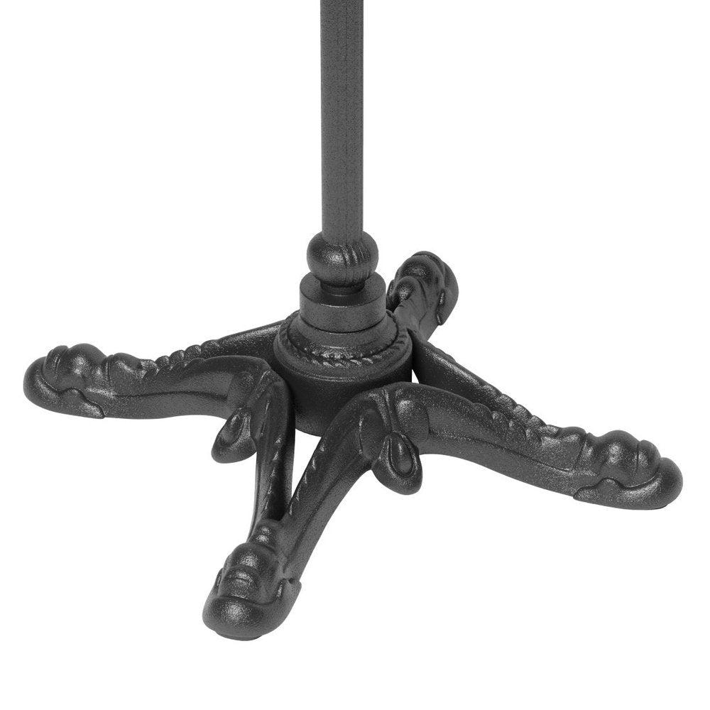 Gray and Black Wood and Aluminum Indoor Outdoor Pedestal Base Round Top Dining Table