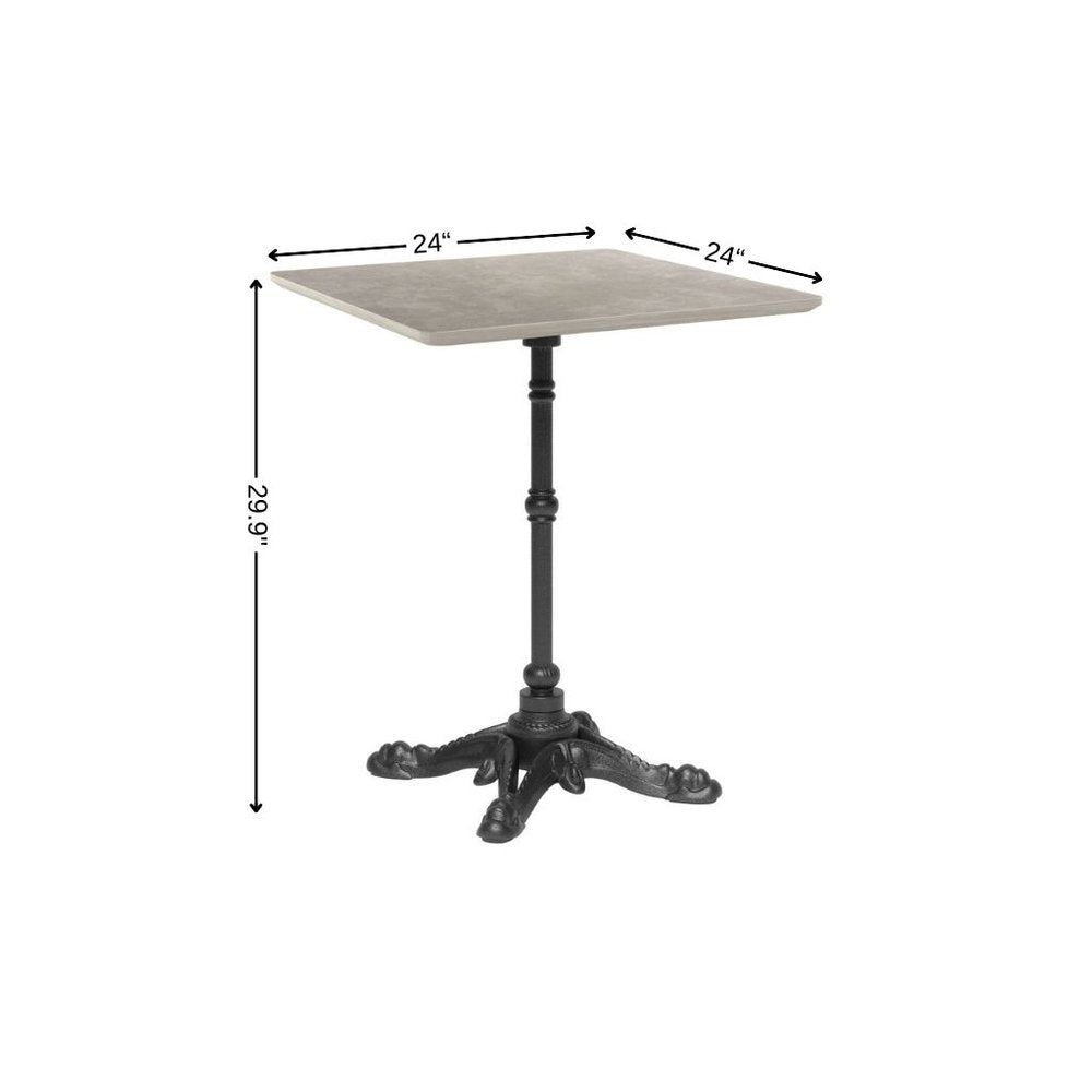 Gray and Black Wood and Aluminum Indoor Outdoor Pedestal Base Round Top Dining Table