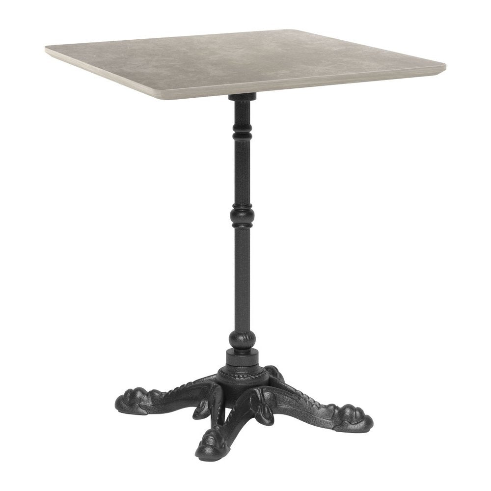 Gray and Black Wood and Aluminum Indoor Outdoor Pedestal Base Round Top Dining Table