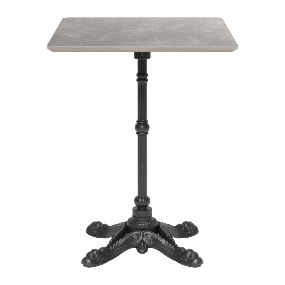 Gray and Black Wood and Aluminum Indoor Outdoor Pedestal Base Round Top Dining Table