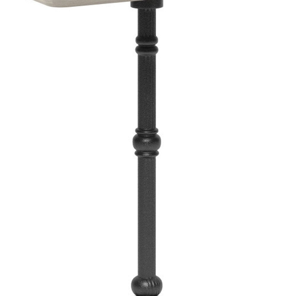 Gray and Black Wood and Aluminum Indoor Outdoor Pedestal Base Round Top Dining Table