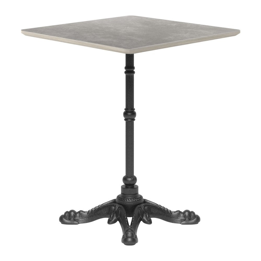 Gray and Black Wood and Aluminum Indoor Outdoor Pedestal Base Round Top Dining Table