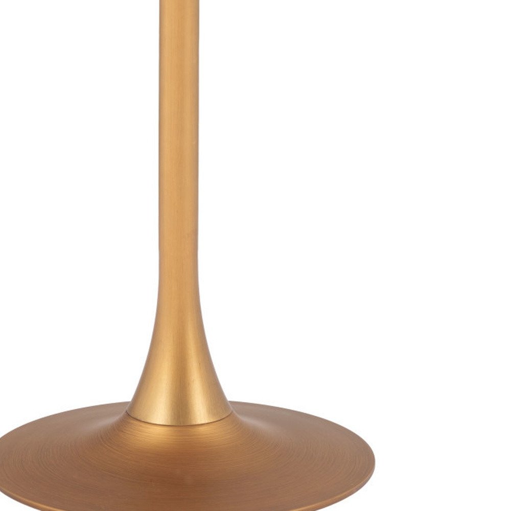 Beige and Gold Wood and Steel Pedestal Base Square Dining Table - 24-inch
