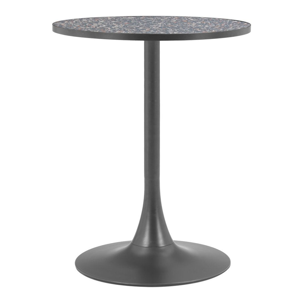 Black and Bronze Wood and Steel Pedestal Base Round Top Dining Table - 24-inch