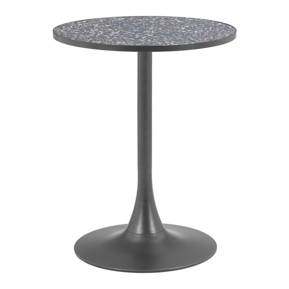 Black and Bronze Wood and Steel Pedestal Base Round Top Dining Table - 24-inch