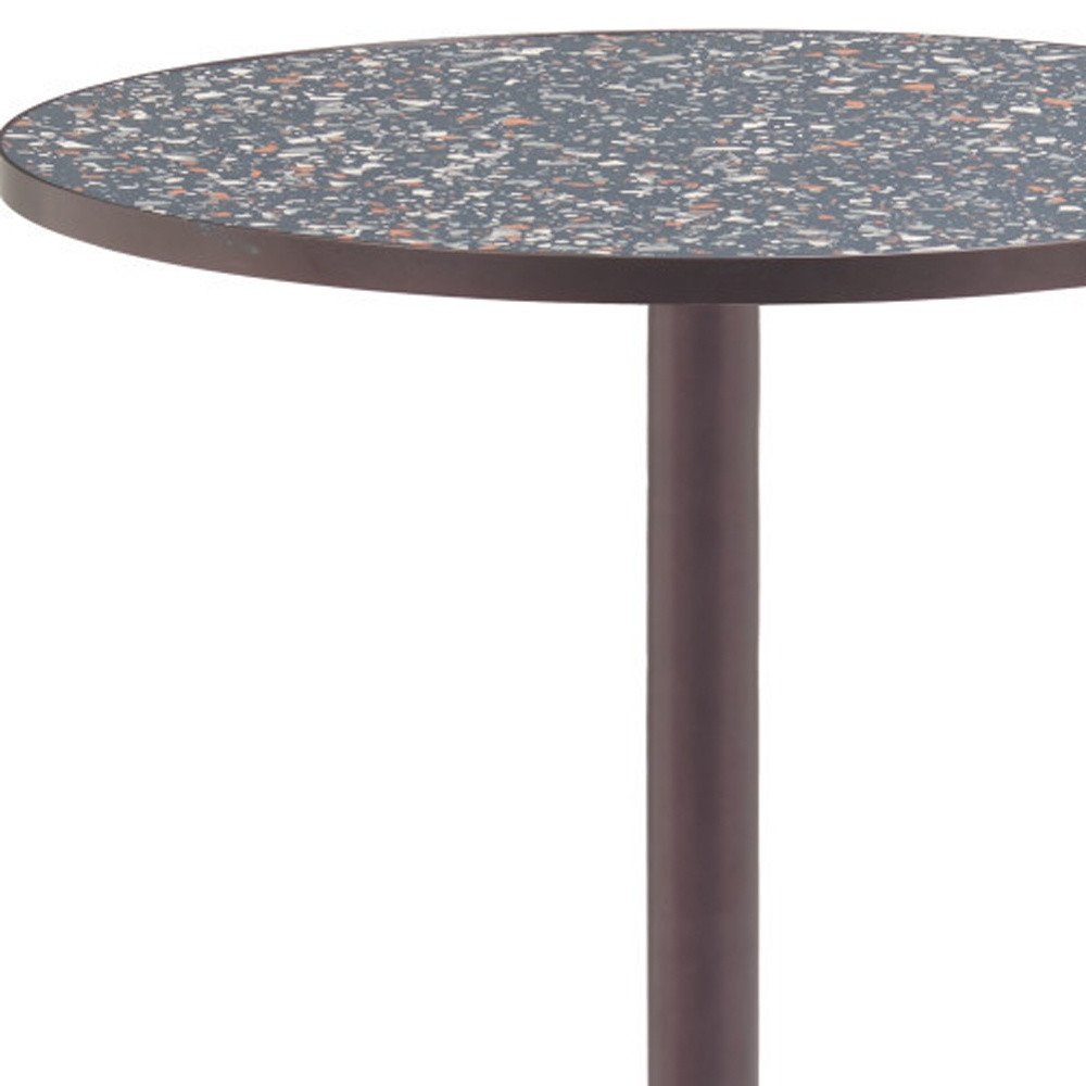 Black and Bronze Wood and Steel Pedestal Base Round Top Dining Table - 24-inch
