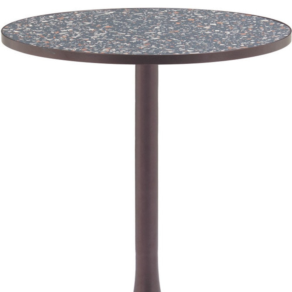Black and Bronze Wood and Steel Pedestal Base Round Top Dining Table - 24-inch