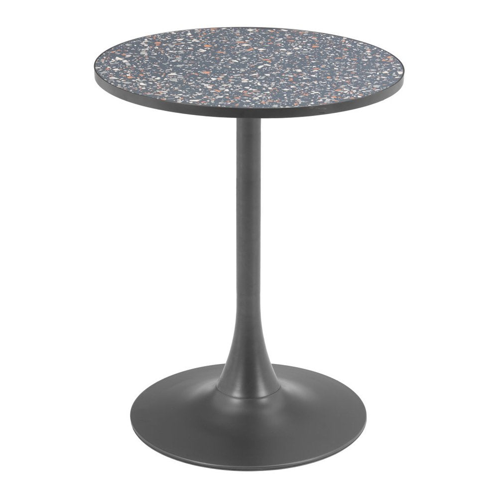 Black and Bronze Wood and Steel Pedestal Base Round Top Dining Table - 24-inch