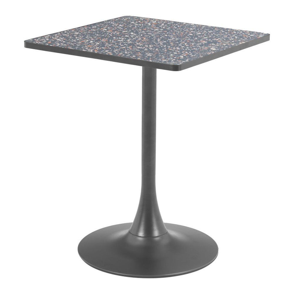 Black Wood and Steel Faux Terrazzo Pedestal Base Square Dining Table - 24-inch