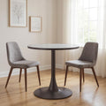 Gray and Bronze Wood and Steel Pedestal Base Round Top Dining Table - 24-inch