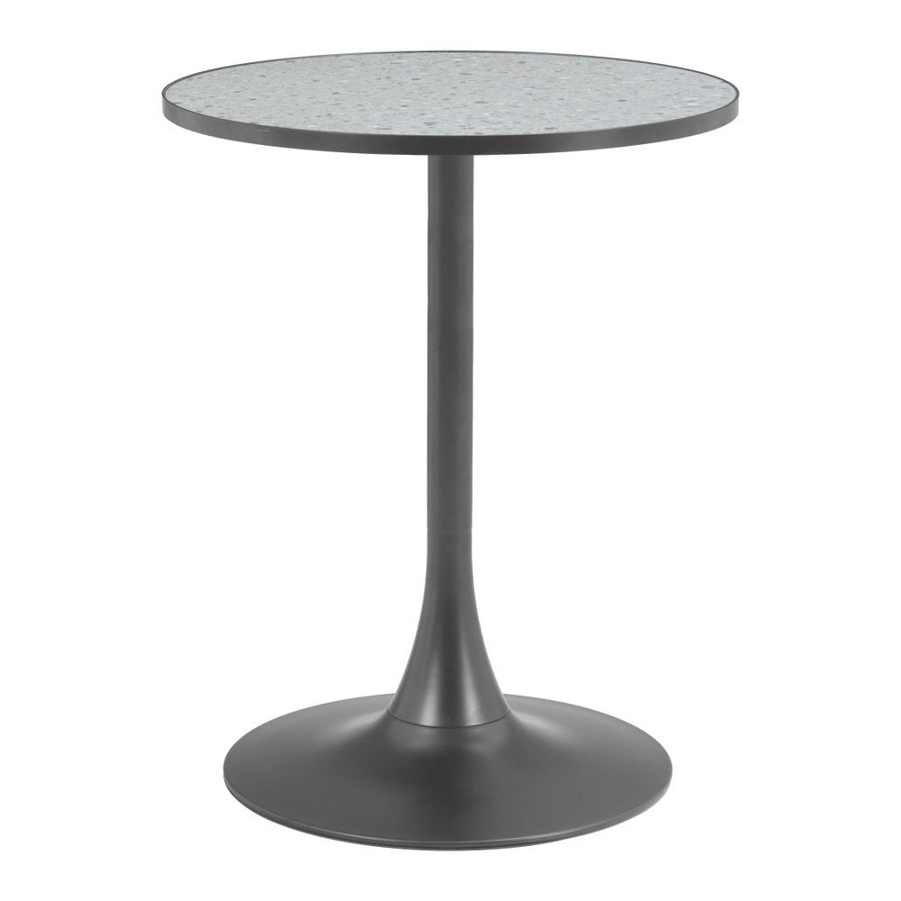 Gray and Bronze Wood and Steel Pedestal Base Round Top Dining Table - 24-inch