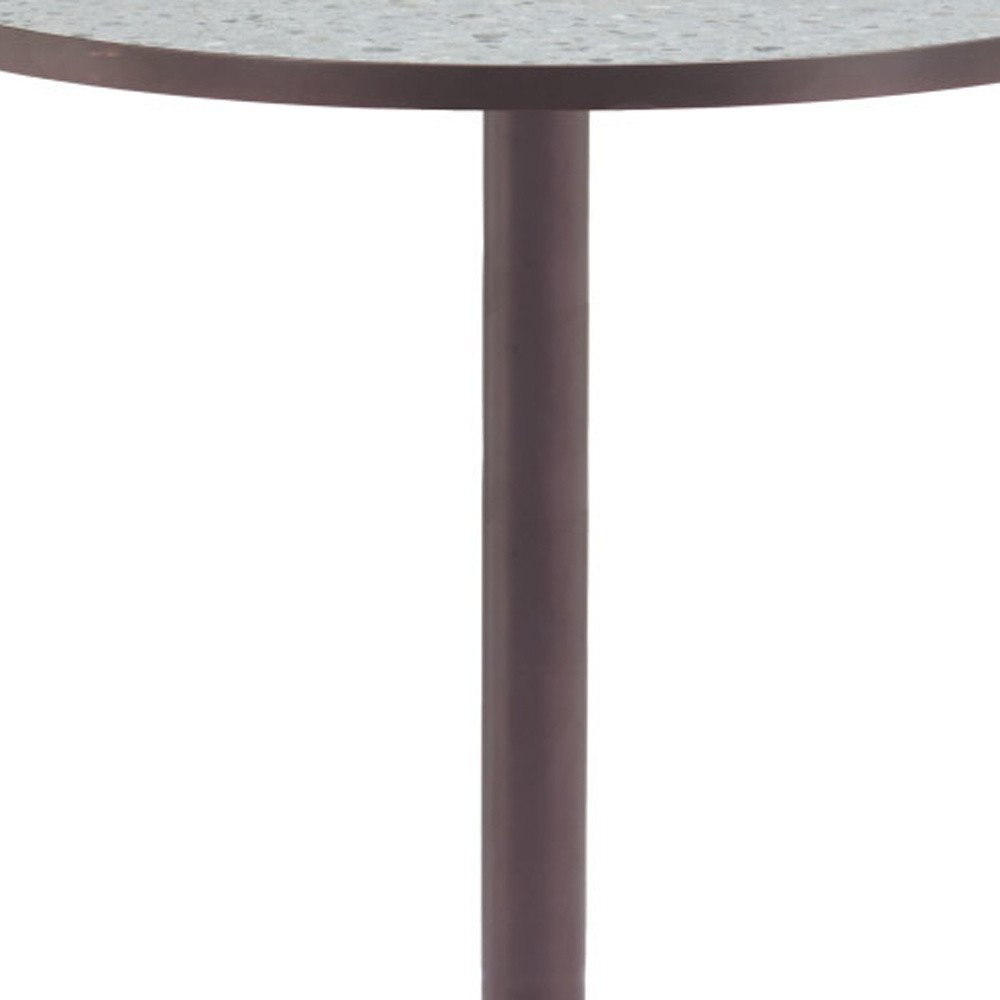 Gray and Bronze Wood and Steel Pedestal Base Round Top Dining Table - 24-inch