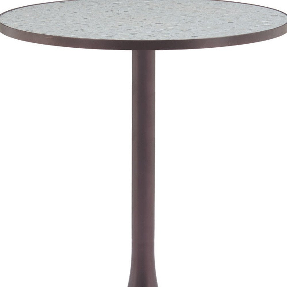 Gray and Bronze Wood and Steel Pedestal Base Round Top Dining Table - 24-inch