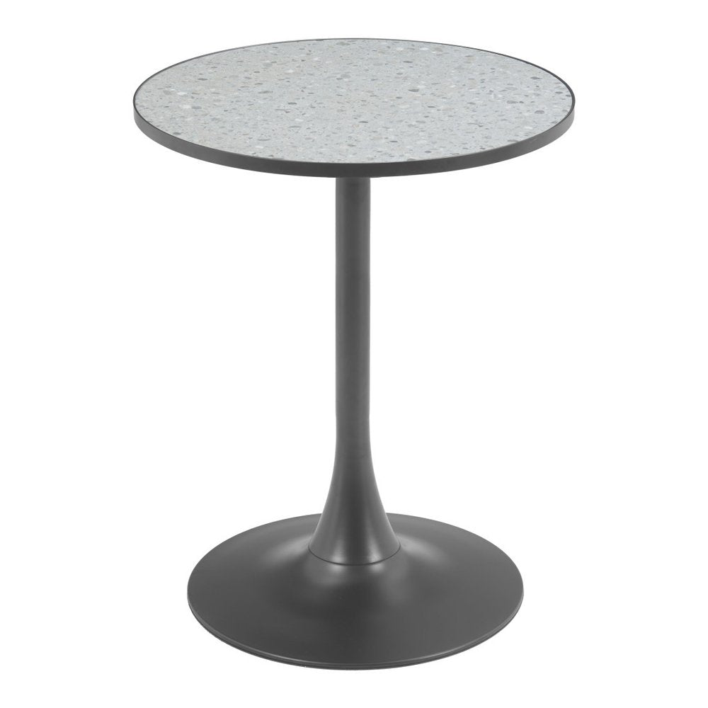 Gray and Bronze Wood and Steel Pedestal Base Round Top Dining Table - 24-inch