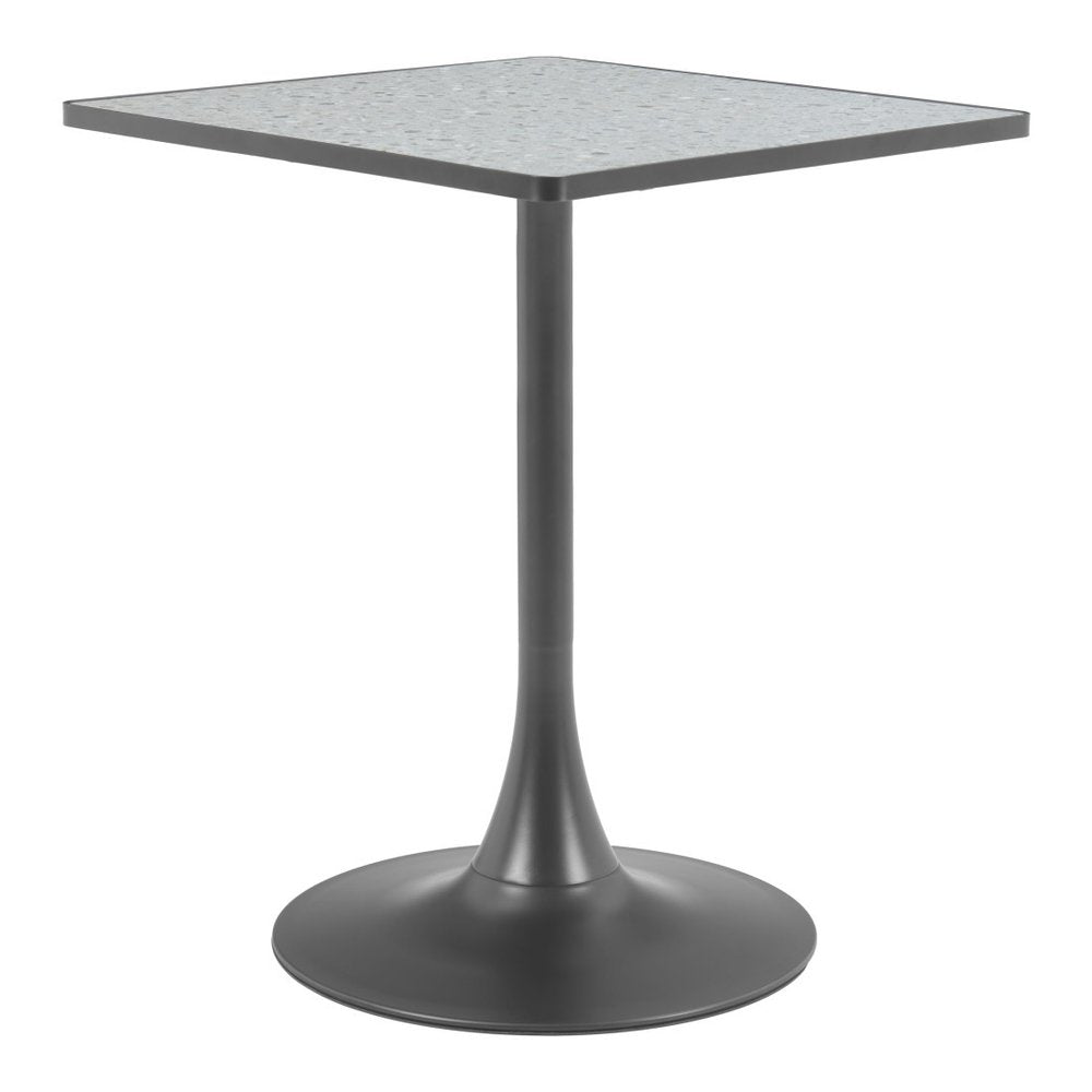Gray Wood and Steel Faux Terrazzo Pedestal Base Square Dining Table - 24-inch