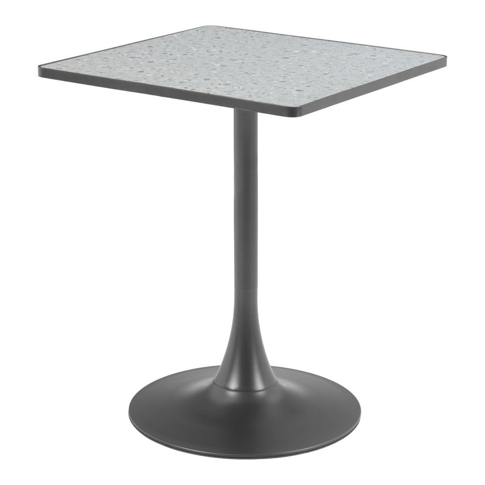 Gray Wood and Steel Faux Terrazzo Pedestal Base Square Dining Table - 24-inch