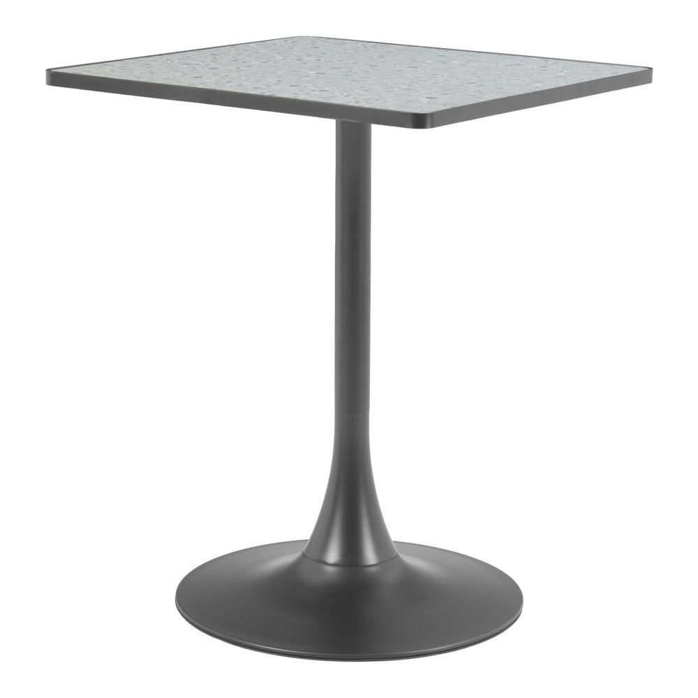 Gray Wood and Steel Faux Terrazzo Pedestal Base Square Dining Table - 24-inch