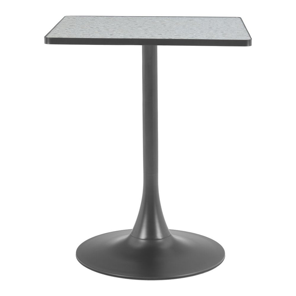Gray Wood and Steel Faux Terrazzo Pedestal Base Square Dining Table - 24-inch