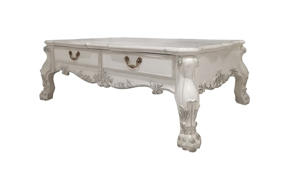 Bone Wood Coffee Table with Two Drawers - 57-inch