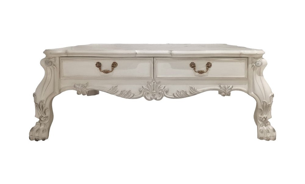 Bone Wood Coffee Table with Two Drawers - 57-inch