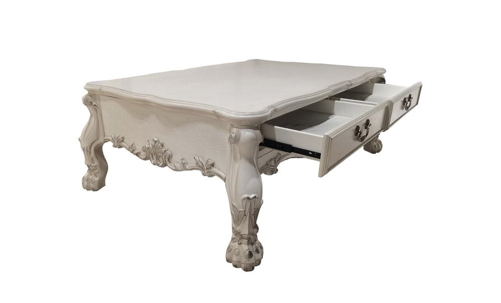 Bone Wood Coffee Table with Two Drawers - 57-inch