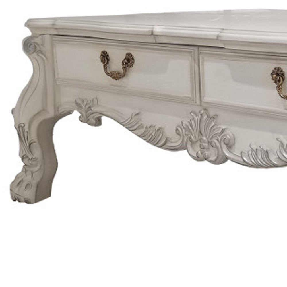 Bone Wood Coffee Table with Two Drawers - 57-inch