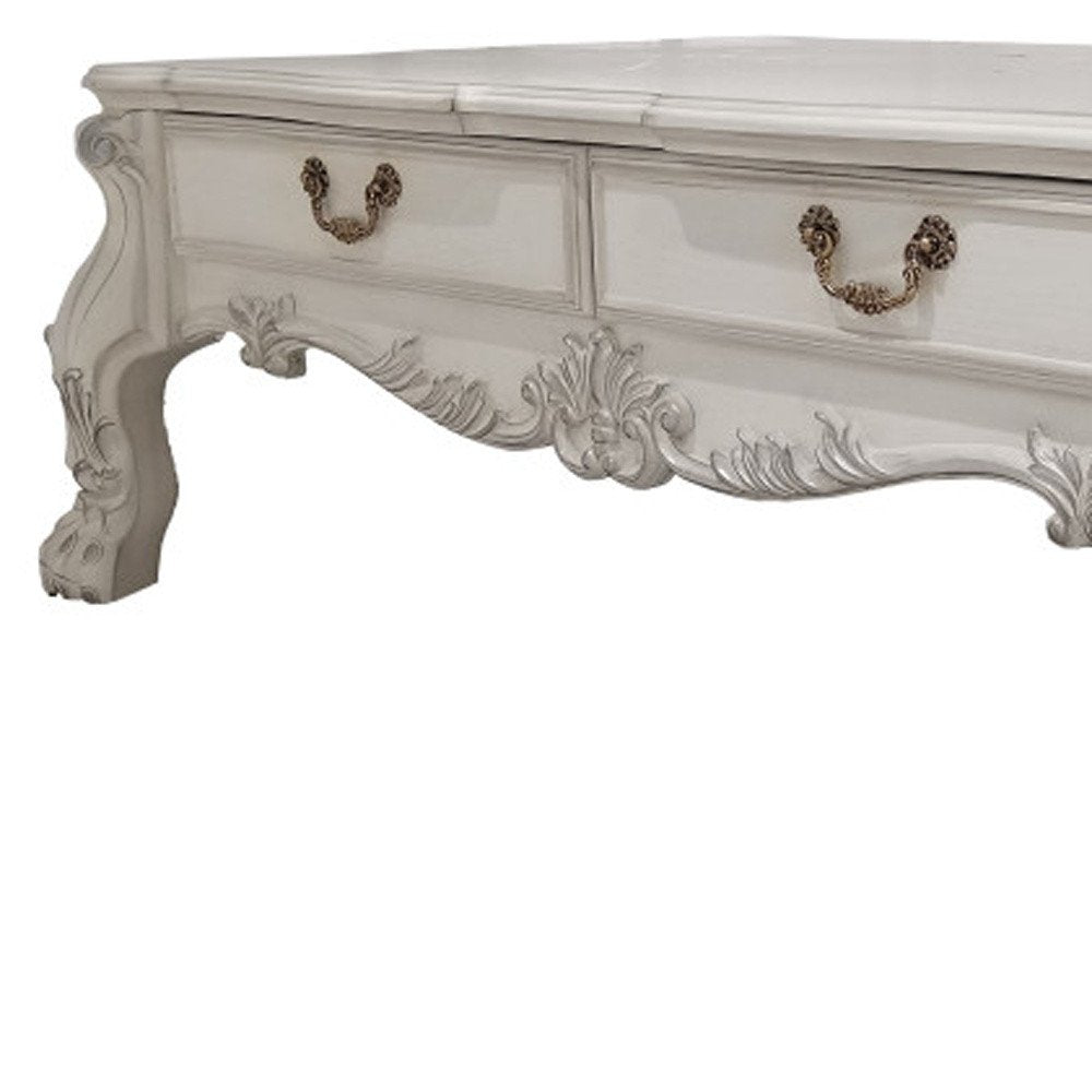 Bone Wood Coffee Table with Two Drawers - 57-inch