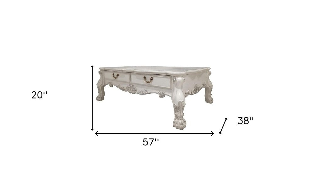 Bone Wood Coffee Table with Two Drawers - 57-inch