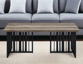 Oak and Black Wood and Metal Distressed Frame Coffee Table - 47-inch