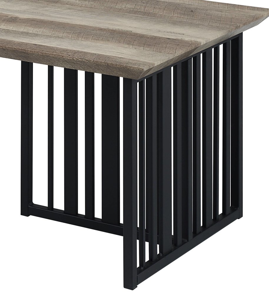 Oak and Black Wood and Metal Distressed Frame Coffee Table - 47-inch