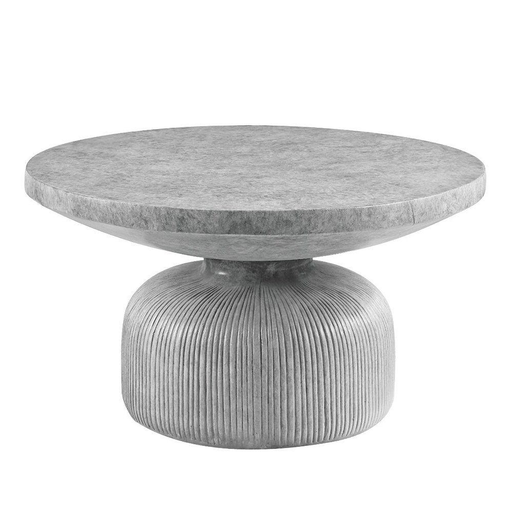 Gray Cement Round Pedestal Coffee Table - 30-inch