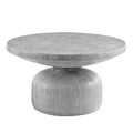 Gray Cement Round Pedestal Coffee Table - 30-inch